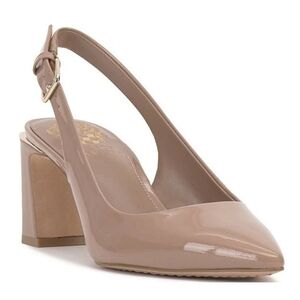 Vince Camuto Hamden Pointed Toe Slingback Pumps Nude Patent Leather Womens 9.5